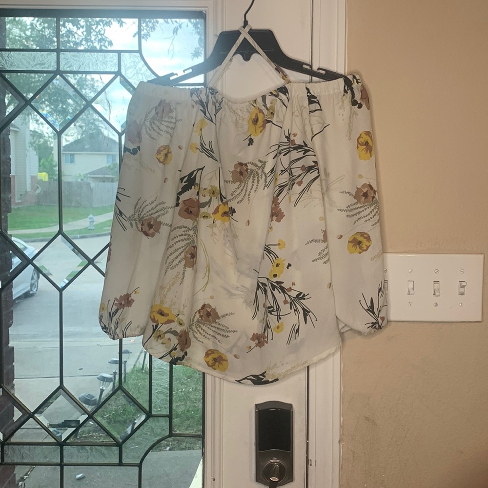 Cream floral off shoulders top